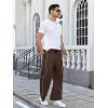imageOYOANGLE Mens Elastic Drawstring Waist Straight Leg Pants with Pocket Loose Long SweatpantsBrown
