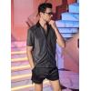 imageOYOANGLE Mens Fashion Button Down Lapel V Neck Short Sleeve Glitter Blouse TopsBlack Plain