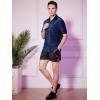 imageOYOANGLE Mens Fashion Button Down Lapel V Neck Short Sleeve Glitter Blouse TopsBlue