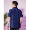 imageOYOANGLE Mens Fashion Button Down Lapel V Neck Short Sleeve Glitter Blouse TopsBlue