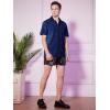 imageOYOANGLE Mens Fashion Button Down Lapel V Neck Short Sleeve Glitter Blouse TopsBlue
