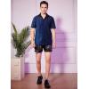 imageOYOANGLE Mens Fashion Button Down Lapel V Neck Short Sleeve Glitter Blouse TopsBlue