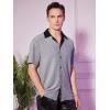 imageOYOANGLE Mens Fashion Button Down Lapel V Neck Short Sleeve Glitter Blouse TopsSilver