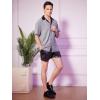 imageOYOANGLE Mens Fashion Button Down Lapel V Neck Short Sleeve Glitter Blouse TopsSilver