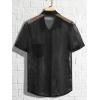 imageOYOANGLE Mens Fishnet See Through Short Sleeve Button Down Collar Party Tops ShirtBlack
