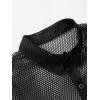 imageOYOANGLE Mens Fishnet See Through Short Sleeve Button Down Collar Party Tops ShirtBlack