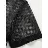 imageOYOANGLE Mens Fishnet See Through Short Sleeve Button Down Collar Party Tops ShirtBlack
