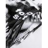 imageOYOANGLE Mens Graphic Print Drawstring Elastic Waist Shorts Casual Tie Dye Running Athletic Sport ShortsBlack White Letter