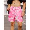 imageOYOANGLE Mens Graphic Print Drawstring Elastic Waist Shorts Casual Tie Dye Running Athletic Sport ShortsPink Multi