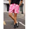 imageOYOANGLE Mens Graphic Print Drawstring Elastic Waist Shorts Casual Tie Dye Running Athletic Sport ShortsPink Multi