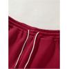 imageOYOANGLE Mens Graphic Print Drawstring Waist Baggy Sweatpants Loose Straight Leg Pants with PocketBurgundy