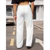 imageOYOANGLE Mens Graphic Print Drawstring Waist Baggy Sweatpants Loose Straight Leg Pants with PocketWhite