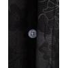 imageOYOANGLE Mens Graphic Print Japanese Letter Short Sleeve Button Down Shirt TopBlack Jacquard