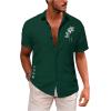 imageOYOANGLE Mens Graphic Print Japanese Letter Short Sleeve Button Down Shirt TopDark Green Print