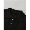 imageOYOANGLE Mens Knitted Short Sleeve Golf Shirts Collared Neck Summer Business Casual T ShirtsBlack