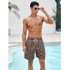 imageOYOANGLE Mens Leopard Graphic Print Adjustable Elastic Waist Drawstring Workout ShortsBrown Black