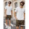 imageOYOANGLE Mens Leopard Graphic Print Adjustable Elastic Waist Drawstring Workout ShortsBrown Leopard Print