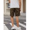 imageOYOANGLE Mens Leopard Graphic Print Adjustable Elastic Waist Drawstring Workout ShortsBrown Leopard Print