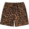 imageOYOANGLE Mens Leopard Graphic Print Adjustable Elastic Waist Drawstring Workout ShortsDeep Brown