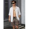 imageOYOANGLE Mens Leopard Graphic Print Adjustable Elastic Waist Drawstring Workout ShortsKhaki