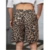 imageOYOANGLE Mens Leopard Graphic Print Adjustable Elastic Waist Drawstring Workout ShortsKhaki