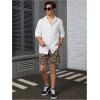 imageOYOANGLE Mens Leopard Graphic Print Adjustable Elastic Waist Drawstring Workout ShortsKhaki