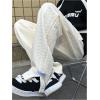 imageOYOANGLE Mens Letter Patch Side Split Drawstring Waist Sweatpants Textured Pockets Straight Leg PantsBeige