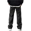 imageOYOANGLE Mens Letter Patched Drawstring Waisted Cargo Pants Seam Side Loose Fit Sports JoggersBlack