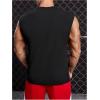 imageOYOANGLE Mens Letter Patched Textured Sleeveless Crew Neck Tank Tops Workout Athletic Casual ShirtsBlack