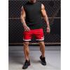 imageOYOANGLE Mens Letter Patched Textured Sleeveless Crew Neck Tank Tops Workout Athletic Casual ShirtsBlack