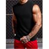 imageOYOANGLE Mens Letter Patched Textured Sleeveless Crew Neck Tank Tops Workout Athletic Casual ShirtsBlack