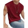 imageOYOANGLE Mens Letter Patched Textured Sleeveless Crew Neck Tank Tops Workout Athletic Casual ShirtsBurgundy