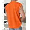 imageOYOANGLE Mens Letter Patched Textured Sleeveless Crew Neck Tank Tops Workout Athletic Casual ShirtsOrange