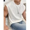 imageOYOANGLE Mens Letter Patched Textured Sleeveless Crew Neck Tank Tops Workout Athletic Casual ShirtsWhite