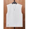 imageOYOANGLE Mens Letter Patched Textured Sleeveless Crew Neck Tank Tops Workout Athletic Casual ShirtsWhite
