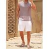 imageOYOANGLE Mens Mesh Side Slit Knot Hem Tank Tops Cut Off Crew Neck Sleeveless Shirts Summer Beach TopKhaki