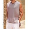 imageOYOANGLE Mens Mesh Side Slit Knot Hem Tank Tops Cut Off Crew Neck Sleeveless Shirts Summer Beach TopKhaki