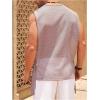imageOYOANGLE Mens Mesh Side Slit Knot Hem Tank Tops Cut Off Crew Neck Sleeveless Shirts Summer Beach TopKhaki
