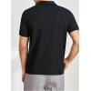 imageOYOANGLE Mens Muscle Ribbed Knit Short Sleeve Shirts Zip Collared Slim Fit TopsBlack