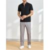 imageOYOANGLE Mens Muscle Ribbed Knit Short Sleeve Shirts Zip Collared Slim Fit TopsBlack