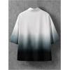 imageOYOANGLE Mens Ombre Letter Print 34 Sleeve Shirt Open Front Loose Casual Kimono TopsBlack and White