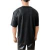 imageOYOANGLE Mens Oversized PU Leather Printed Short Sleeve Round Neck Longline Tee Shirt TopsBlack