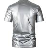 imageOYOANGLE Mens PU Leather V Neck Short Sleeve TShirt Party Solid Muscle Tee Tops ClubwearSilver