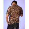 imageOYOANGLE Mens Paisley Graphic Sheer Mesh Short Sleeve Round Neck Blouse TopBrown Leopard