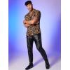 imageOYOANGLE Mens Paisley Graphic Sheer Mesh Short Sleeve Round Neck Blouse TopBrown Leopard