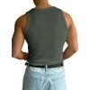 imageOYOANGLE Mens Rib Knit Scoop Neck Sleeveless Tank Top Basic Solid Fitted Vest Tops Muscle UndershirtsArmy Green