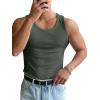imageOYOANGLE Mens Rib Knit Scoop Neck Sleeveless Tank Top Basic Solid Fitted Vest Tops Muscle UndershirtsArmy Green