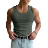 imageOYOANGLE Mens Rib Knit Scoop Neck Sleeveless Tank Top Basic Solid Fitted Vest Tops Muscle UndershirtsArmy Green