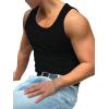 imageOYOANGLE Mens Rib Knit Scoop Neck Sleeveless Tank Top Basic Solid Fitted Vest Tops Muscle UndershirtsBlack