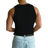 imageOYOANGLE Mens Rib Knit Scoop Neck Sleeveless Tank Top Basic Solid Fitted Vest Tops Muscle UndershirtsBlack